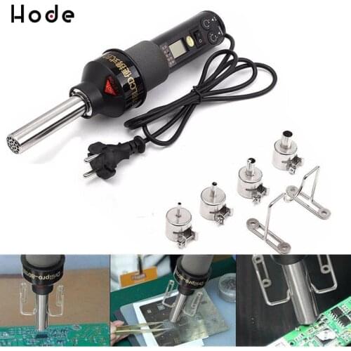220V 450W Degree LCD Adjustable Electronic Heat Hot Air Gun Desoldering Soldering Station IC SMD BGA Rework 4 Nozzle термоусадка