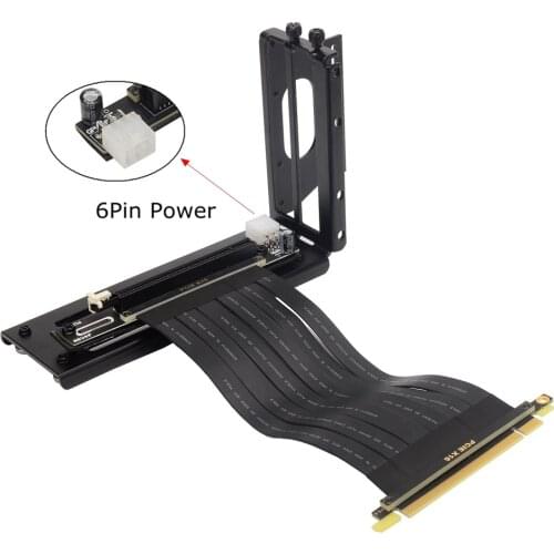 PCI E X16 Vertical GPU Mining Extension Cable PCI-e 16x Riser RTX 3060 ETH Ethereum Miner 6Pin Power With Graphics Cards Bracket