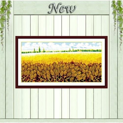 Harvest scenery wheat home decor painting Counted print on fabric DMC 14CT 11CT DIY Cross Stitch Needlework kits Embroidery Sets