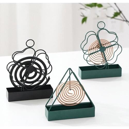 Nordic Mosquito Coils Holder Summer Anti Mosquito Wrought Iron Fireproof Four Leaf Clover Shape Insect Repellent Storage Rack