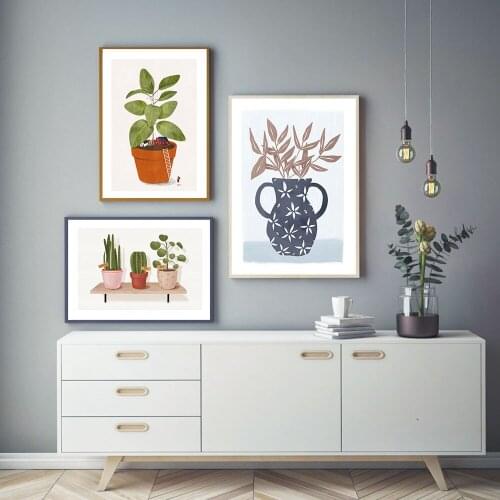 Plant House Poster Illustration Canvas Painting Nordic Botanical Art Print Modern Cactus Wall Picture For Living Room Home Decor