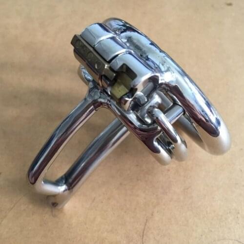 Chastity Device Stainless Steel Male Cock Cage Cage Penis Plug with Urethral Catheter Anti-off Rings