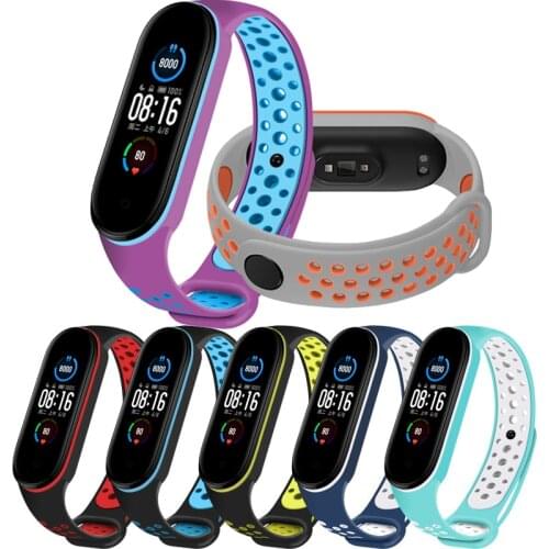 Strap for Xiaomi Mi Band 5 Silicone Anti-sweat Replacement Wrist Strap for MiBand3/4Porous Sports Bracelet Wristband Accessories