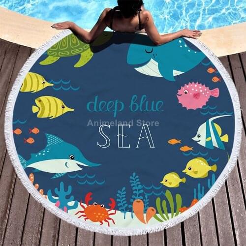 Cartoon Sea Animal Beach Towel 3d Delicate Microfiber Bath Towel Outdoor Blanket Living Room Home Swimming Fish Shark Fashion