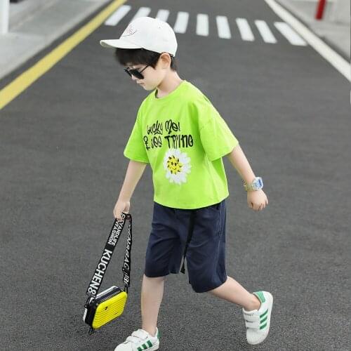 With Pocket Spring Summer Kids Clothes Suit Baby Boys T-Shirt+ Shorts 2pcs/Set Kids Teenage Top Sport Childrens Day Gift Formal
