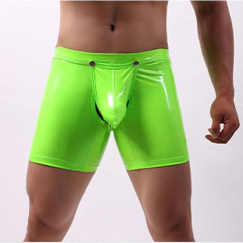 Sexy Men Plus Size Erotic Jockstrap Bandage Faux Leather Panties Hollow Out Open Crotch Shiny U Convex Pouch Pants Gay Wear F20