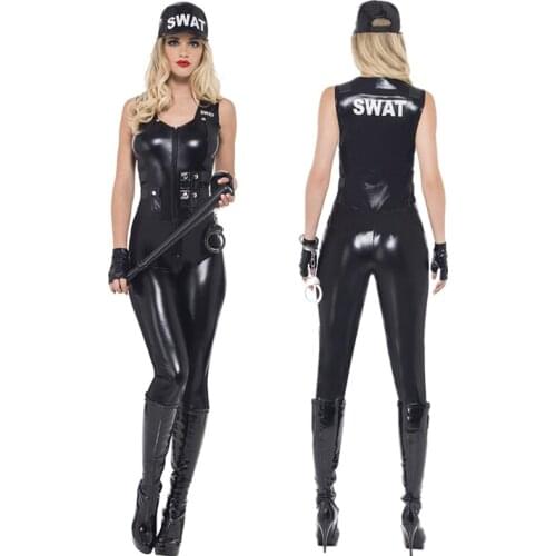 Sexy SWAT Sniper Costumes Cosplay Jumpsuit Adult Women Halloween Female Swat Police Fancy Costume