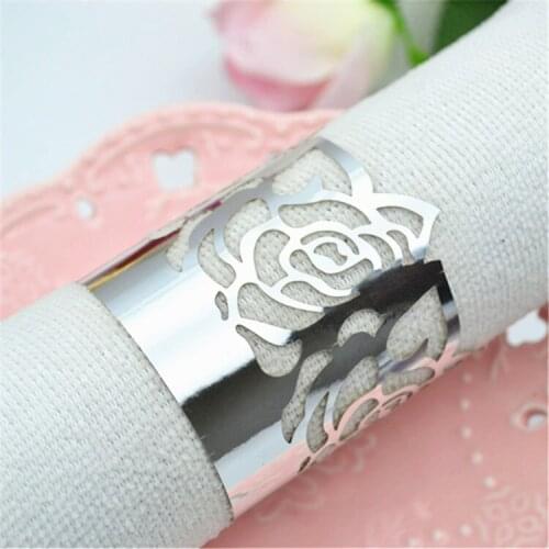 Silver rings flowers personalized laser cut napkin ring for event and party decoration