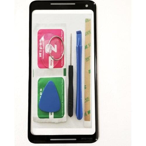 ZUCZUG New 6.0''Front Outer Curved Edge Front Glass For Google Pixel 2XL Front Outer Panel+Repair Tools