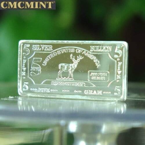 5 Gram .999 Fine Silver Deer Bar Pure Sliver Bars C29