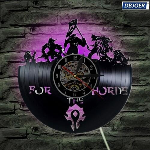LED Wall Clock World of WOW Gift Vinyl Wall Clock Vintage Decor Demon Illidan Figure,wall clock,night light