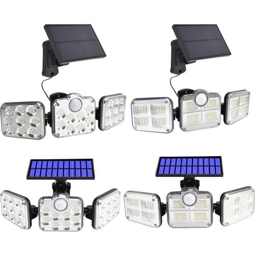 3 Head PIR Motion Sensor LED Solar Light 3 Modes Outdoor Waterproof Solar Wall Lamp Solar Power Street Lamp Garden Light