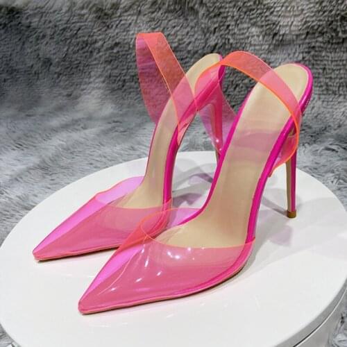 Transparent PVC fashion gorgeous pointed toe 12cm 10cm 8cm high heels concise cozy breathable sexy women shoes QP135 ROVICIYA
