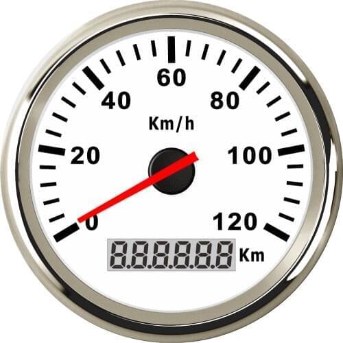 Pulse signal Universal 120KM/H Waterproof IP67 Speedometer Odometer Gauge Meter for Car Truck Boat 12V 24V With Red Backlight