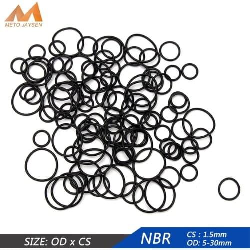 20pcs NBR Nitrile Rubber Sealing O-ring Gasket Replacement Seal O ring OD 5mm-30mm CS 1.5mm Black Washer DIY Accessories S63
