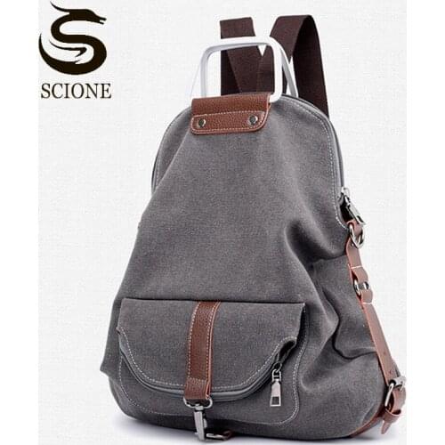 Waterproof Canvas Women Backpack School Girl Students Backpacks Female Shoulder Bags Multifunctional Bagpack Teenage Rucksack