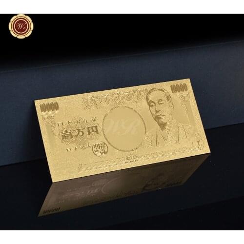 WR 1993 Year Japan 10 Thousand Yen Gold Plated Banknotes with Coa Frame Fake Money Japanese Bank Note Non-currency Bills