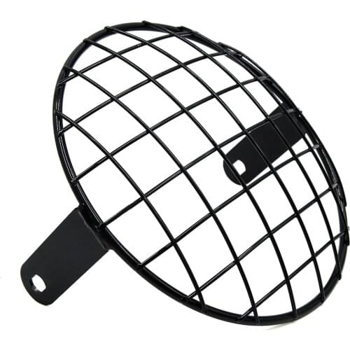 Uxcell 7.8inch Black Chrome Plating Metal Headlight Mesh Grill Motorcycle Headlamp Grid Cover for Harley