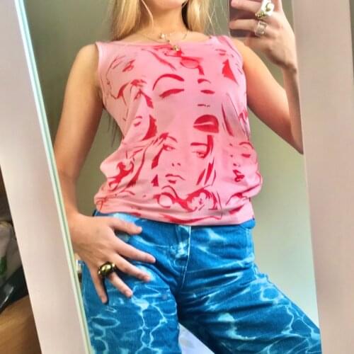 Y2K Aesthetic Slim Fit Vest Tops E-girl Harajuku Graphic Print Tank Women Vintage Crop Top Streetwear Gothic Punk 2021