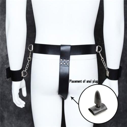 2 Colors WomenS Leather Strapped Panties With Lock Vibrating Anal Plug Panties Alternative Femdom Clothes Bondage BDSM Sex Toys