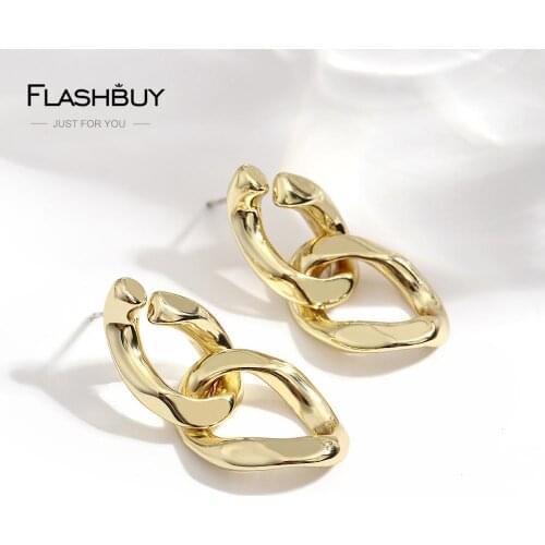 Flashbuy 2020 New Trendy Personality Distortion Irregular Metal Stud Earrings for Women Girls Party Jewelry