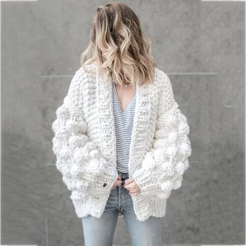 Winter Womens Thick Cardigan Sweater Coat Thick Wool Handmade Woven Sweater Cardigan Shawl High Street Style Warm Pink Sweater