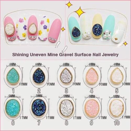 10pcs/lot latest fashion Shining Uneven Mine Gravel Surface Nail Jewelry nail art charms decoration