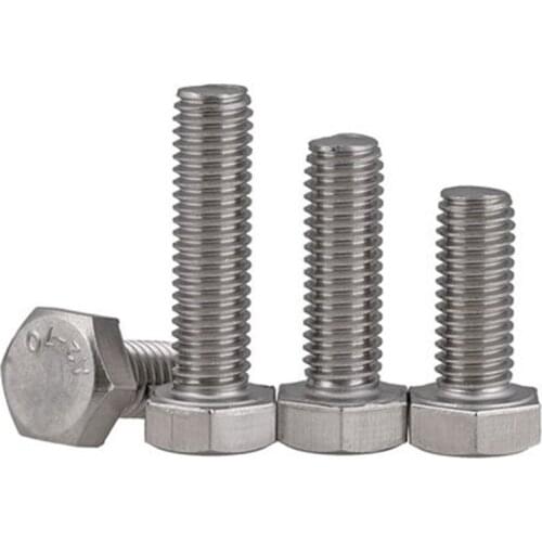 10pcs M6 Hexagon Screw 304 stainless steel Full tooth hex screws DIN933 hexagons bolt 8mm-45mm Length