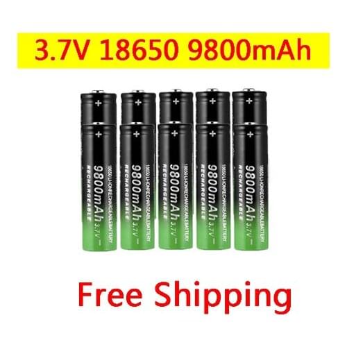 18650 Battery High Quality 9800mAh 3.7V 18650 Li-ion batteries Rechargeable Battery For Flashlight Torch + Free shipping