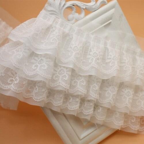 20yards 13CM 3Layer Vintage Ruffle Guipure Lace Edge Trim Fabric Hem