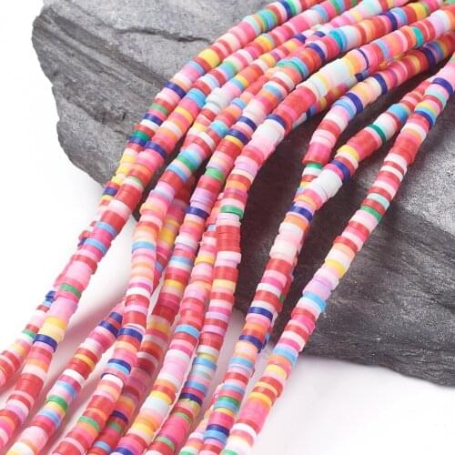 3/4/5/6/8mm Flat Round Handmade Polymer Clay Bead Loose Spacer For Jewelry Making DIY Bracelet Necklace about 380~400pcs/strand