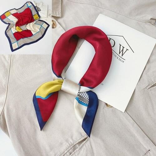 Aurdolf 2020 new stripe scarves women lattice novelty silk square foulard ladys neck hair scarf printed fashion girl hair scarf