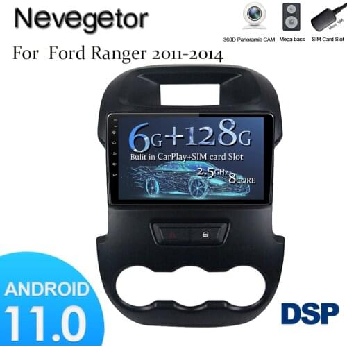9" IPS Screen Car Radio For Ford Ranger 2011 2012 2013 2014 GPS Navigation Multimedia Player Android 11 With Canbus DVD