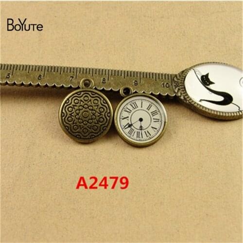 BoYuTe (30 Pieces/Lot) 17MM Antique Bronze Plated Diy Jewelry Metal Pendants Enamel Clock Charms for Jewelry Making Findings