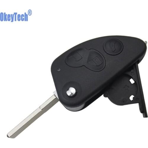 OkeyTech Flip Remote Key Case for ALFA ROMEO 147 156 166 GT 3 Buttons Uncut Blade Blank Replacement Key Shell Keyless Fob Cover