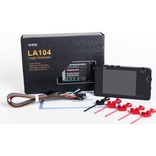 Digtial Logical Analyzer LA104 USB Mini 4 Channel Logic Analyzer 100Mhz Sampling 2.8" Screen Oscilloscope