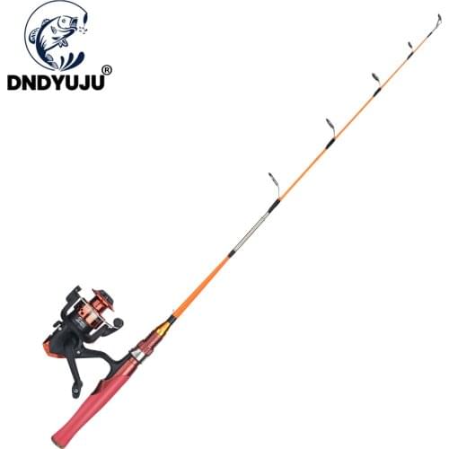 DNDYUJU Combination (Fishing Reel + Ice Fishing Rod+Ice Lure Hook) Glass Fiber Ice Lure Fishing Rod 2 Sections 0.7m Length