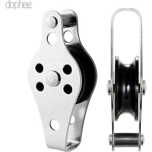 Dophee 1pc Stainless Steel 316 Pulley Blocks Rope Runner Kayak Boat Accessories Canoe Anchor Trolley Kit for 2mm to 8mm Rope