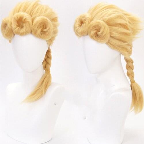 JOJOs Bizarre Adventure Golden Wind Cosplay Wig Giorno Giovanna Braid Wig Golden Wig Cosplay Styled Hair Halloween Role Play