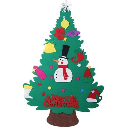 Snowman Christmas Gifts for 2019 Kids DIY Felt Christmas Tree with Ornaments New Year Decoration Door Wall Hanging Decoration