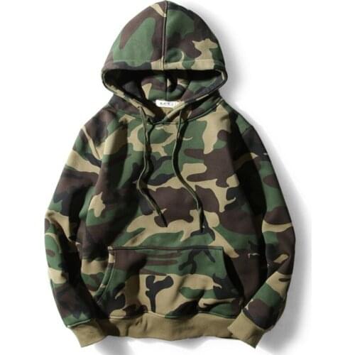 Army Green Camouflage Hood Camo Fleece Hoodies Men Pullover 2019 Autumn Winter harajuku Fashion Hip Hop Streetwear Casual