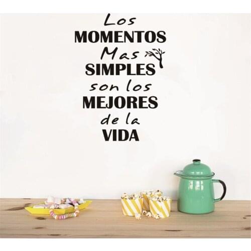 Spanish Life Quote Wall Decals Los Momentos Mas Simples Vinyl Wall Mural Sticker For Home Living Room Wall Art Decor