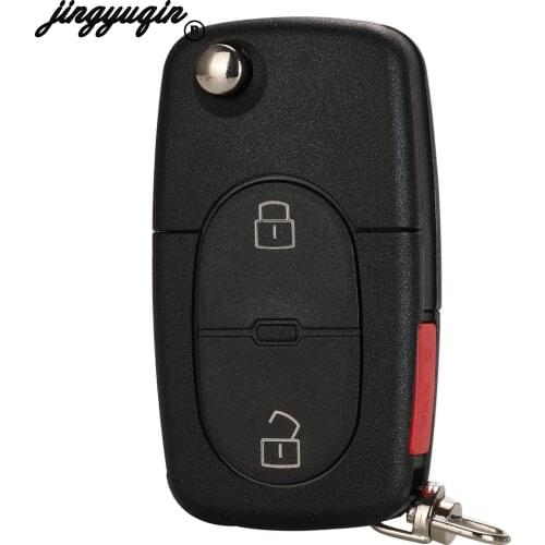 Jingyuqin Remote Flip Car Key Shell Case CR1616 Battery For VW Volkswagen Golf 4 5 6 Passat B5 B6 Polo Bora Touran