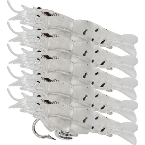 AS 5PCS Luminous Shrimp Silicone Artificial Soft Bait Simulation Prawn Carp Wobbler For Fishing Tackle/Lure/Accessories Sea