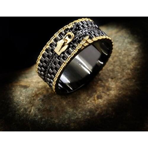 Retro Personality Design Zipper Ring Bohemian Hand Woven Two Color Ring Party Jewelry Bride Gift Punk Style Unique Ring