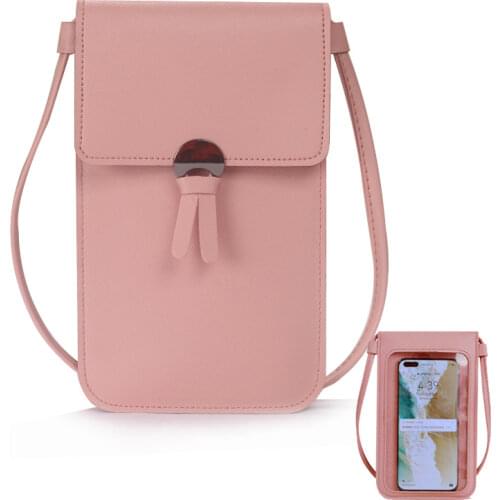 Phone Wallets Transparent Touch Screen Mobile Phone Bag Pouch Women Phone Purse Messenger Bags Small Flap Bag Mini Shoulder Bag