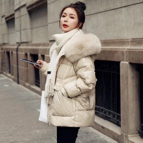 Real Fox Fur Collar Jacket Woman Warm Hooded Duck Down Coat Famale Thicken Short Korean Parkas Winter Clothes Veste Femme SQQ167