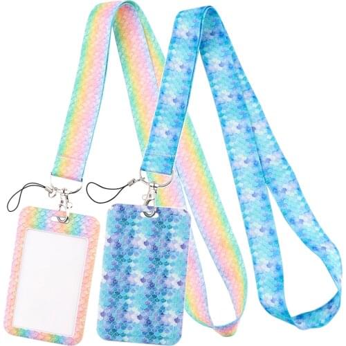 LT637 Mermaid Novel Neck Strap Lanyards Keychain Badge Holder ID Card Pass Hang Rope Lariat Lanyard Key Ring Gifts Accessories