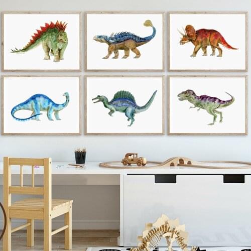 Cute Funny Science Dinosaur Wall Art Canvas Painting Nordic Posters and Prints Wall Pictures for Living Kids Bedroom Decoration
