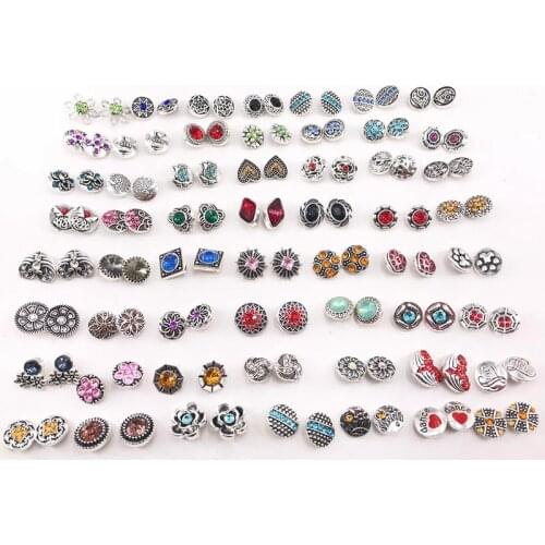 Fashion 50pairs/Lots Rhinestone Metal 12mm Snaps Buttoon Charm For Ginger snaps Jewelry Earring Pendant Send As Pairs